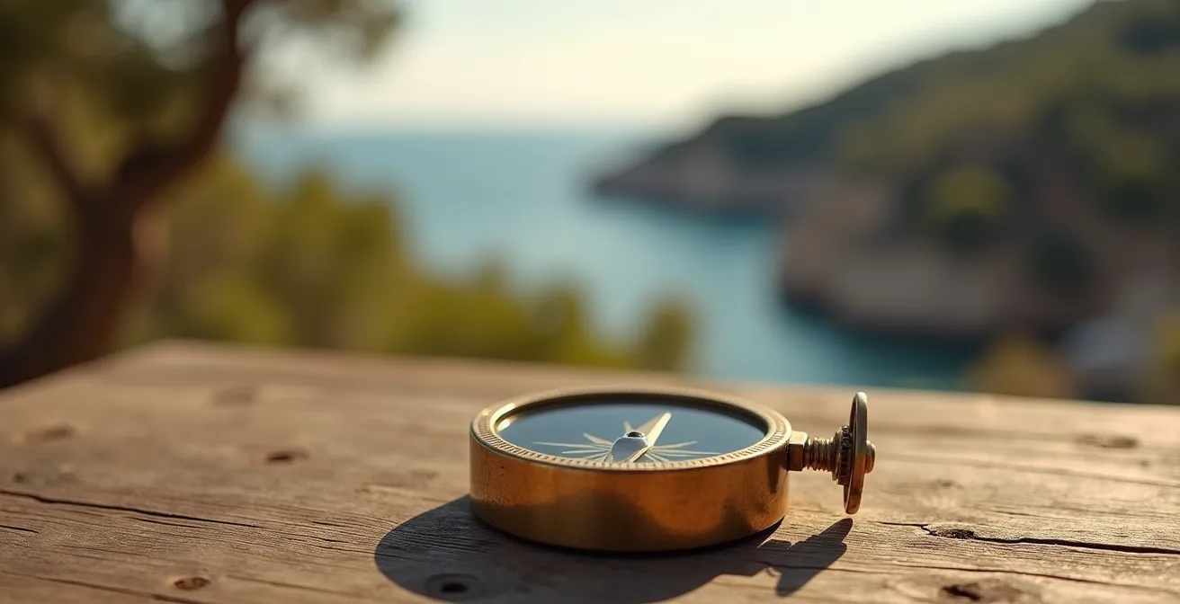 Aerial view showing Mougins central position with routes to coastal towns